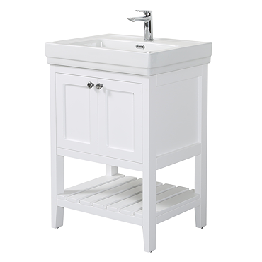 Trafalgar Freestanding Vanity Unit - 610mm White with Chrome Handles