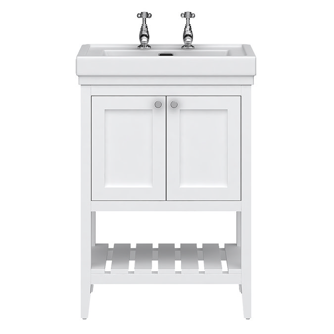 Trafalgar Freestanding Vanity Unit - 610mm White with Chrome Handles