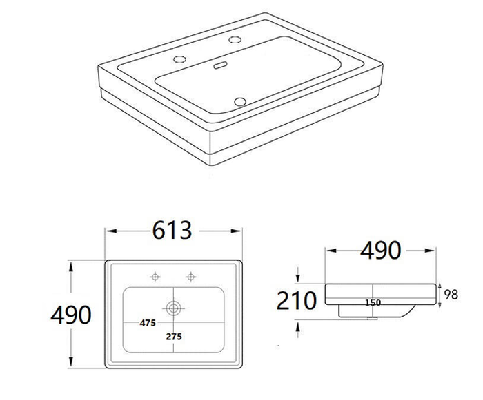 Trafalgar Freestanding Vanity Unit - 610mm White with Chrome Handles