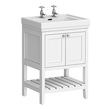Trafalgar Freestanding Vanity Unit - 610mm White with Chrome Handles