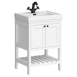 Trafalgar Freestanding Vanity Unit - 610mm White with Matt Black Handles