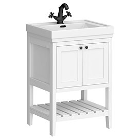 Trafalgar Freestanding Vanity Unit - 610mm White with Matt Black Handles