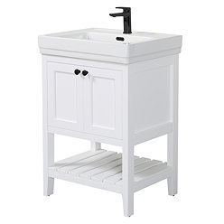 Trafalgar Freestanding Vanity Unit - 610mm White with Matt Black Handles