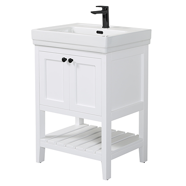 Trafalgar Freestanding Vanity Unit - 610mm White with Matt Black Handles