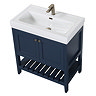 Trafalgar Freestanding Vanity Unit - 810mm Blue with Antique Brass Handles