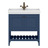 Trafalgar Freestanding Vanity Unit - 810mm Blue with Antique Brass Handles