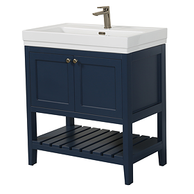 Trafalgar Freestanding Vanity Unit - 810mm Blue with Antique Brass Handles