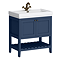 Trafalgar Freestanding Vanity Unit - 810mm Blue with Antique Brass Handles