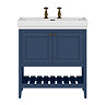 Trafalgar Freestanding Vanity Unit - 810mm Blue with Antique Brass Handles