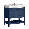 Trafalgar Freestanding Vanity Unit - 810mm Blue with Antique Brass Handles