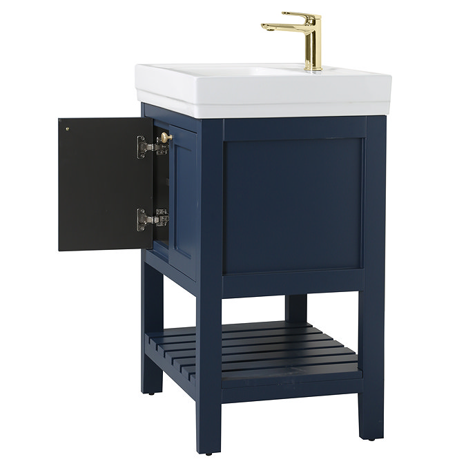 Trafalgar Freestanding Vanity Unit - 810mm Blue with Brushed Brass Handles
