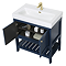 Trafalgar Freestanding Vanity Unit - 810mm Blue with Brushed Brass Handles