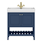 Trafalgar Freestanding Vanity Unit - 810mm Blue with Brushed Brass Handles