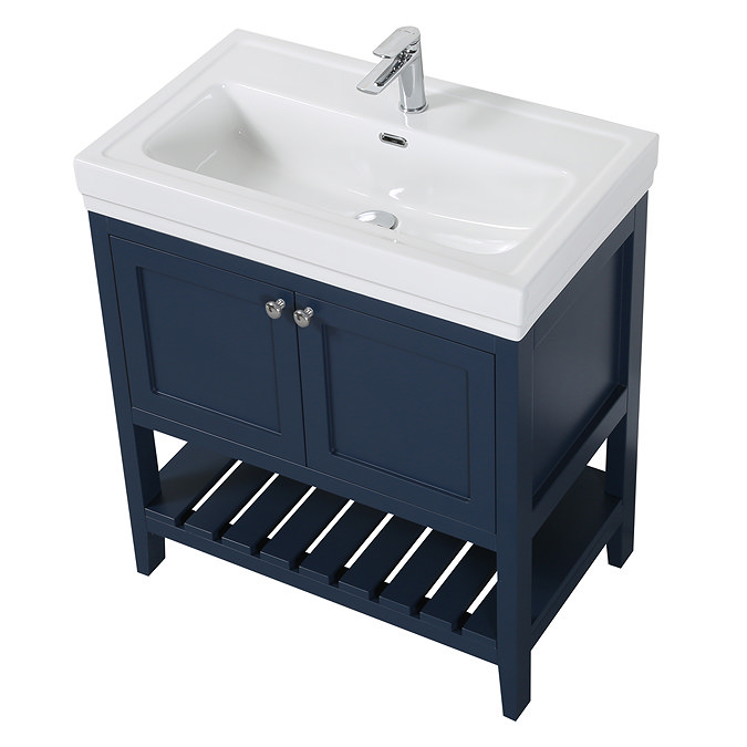 Trafalgar Freestanding Vanity Unit - 810mm Blue with Chrome Handles