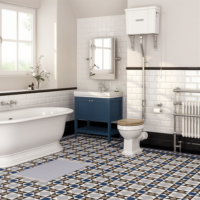 Trafalgar Freestanding Vanity Unit - 810mm Blue with Chrome Handles 1 Tap Hole