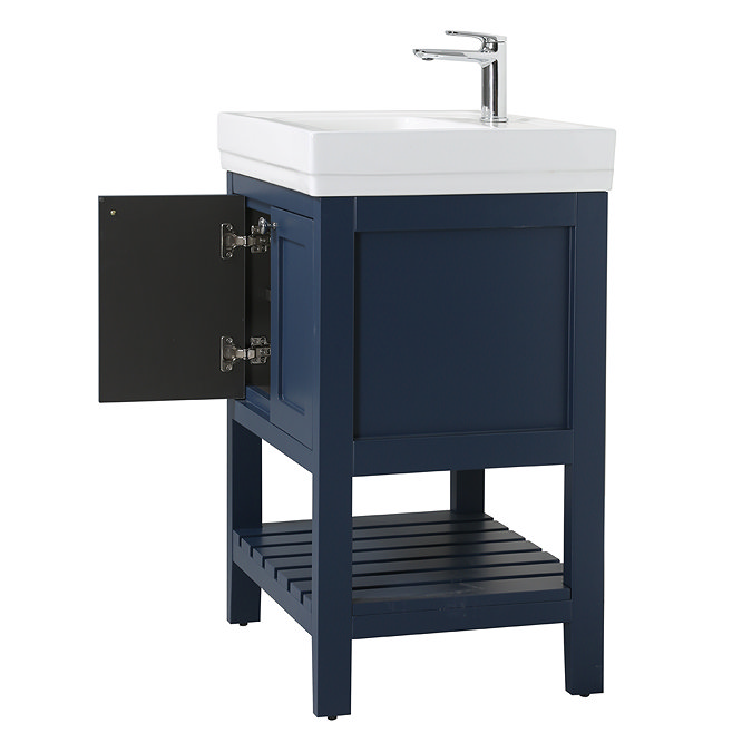 Trafalgar Freestanding Vanity Unit - 810mm Blue with Chrome Handles