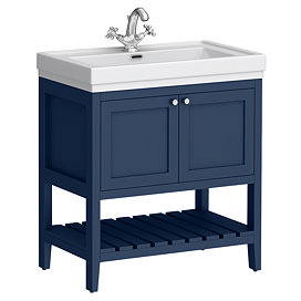 Trafalgar Freestanding Vanity Unit - 810mm Blue with Chrome Handles
