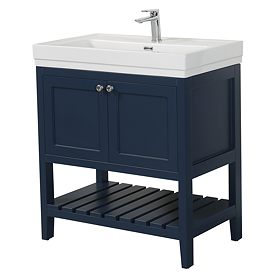 Trafalgar Freestanding Vanity Unit - 810mm Blue with Chrome Handles