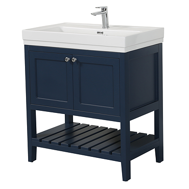 Trafalgar Freestanding Vanity Unit - 810mm Blue with Chrome Handles