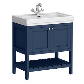 Trafalgar Freestanding Vanity Unit - 810mm Blue with Chrome Handles