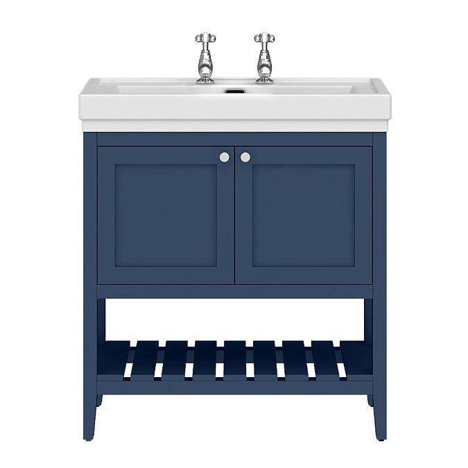 Trafalgar Freestanding Vanity Unit - 810mm Blue with Chrome Handles