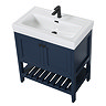 Trafalgar Freestanding Vanity Unit - 810mm Blue with Matt Black Handles