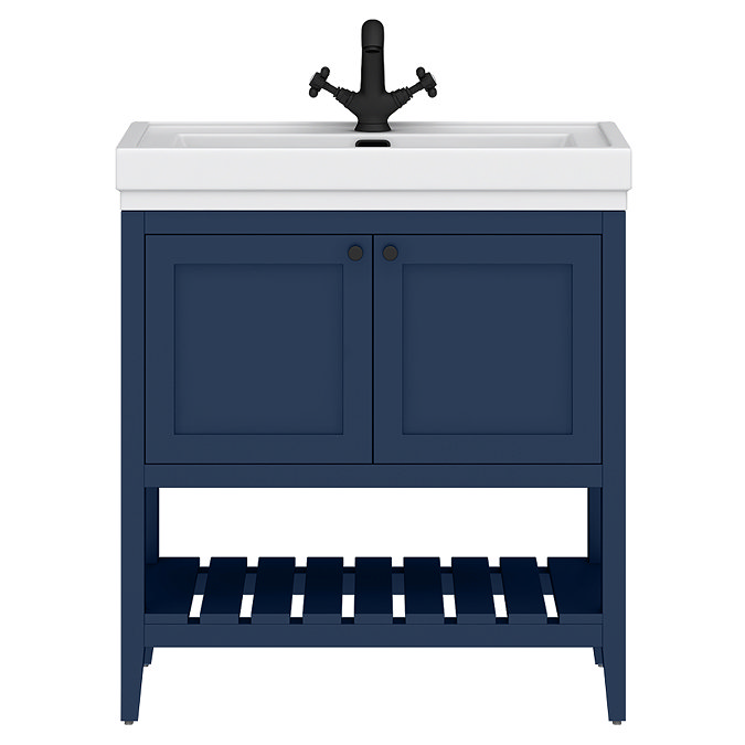 Trafalgar Freestanding Vanity Unit - 810mm Blue with Matt Black Handles