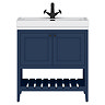 Trafalgar Freestanding Vanity Unit - 810mm Blue with Matt Black Handles