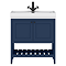 Trafalgar Freestanding Vanity Unit - 810mm Blue with Matt Black Handles
