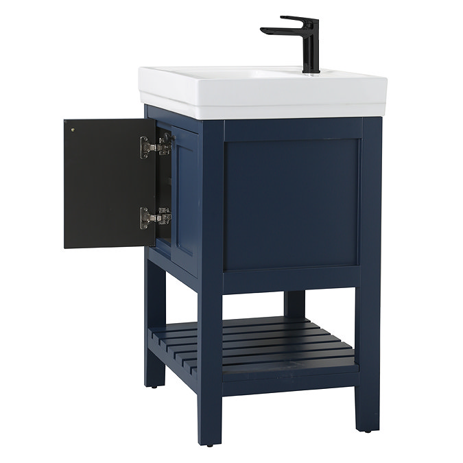 Trafalgar Freestanding Vanity Unit - 810mm Blue with Matt Black Handles