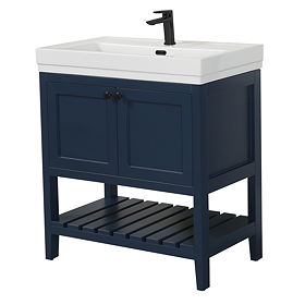 Trafalgar Freestanding Vanity Unit - 810mm Blue with Matt Black Handles
