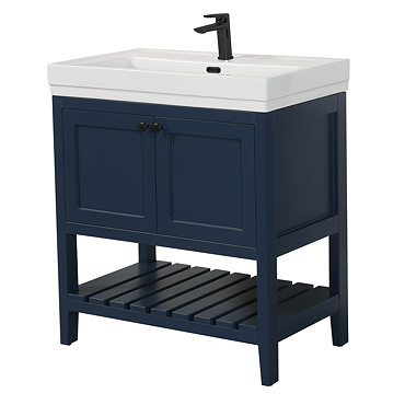 Trafalgar Freestanding Vanity Unit - 810mm Blue with Matt Black Handles