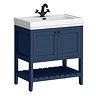 Trafalgar Freestanding Vanity Unit - 810mm Blue with Matt Black Handles
