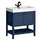 Trafalgar Freestanding Vanity Unit - 810mm Blue with Matt Black Handles