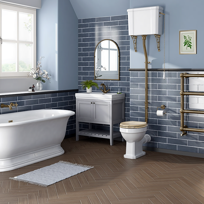 Trafalgar Freestanding Vanity Unit - 810mm Grey with Antique Brass Handles