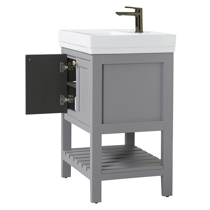 Trafalgar Freestanding Vanity Unit - 610mm Grey with Antique Brass Handles