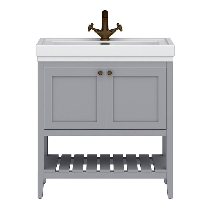 Trafalgar Freestanding Vanity Unit - 810mm Grey with Antique Brass Handles