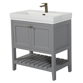Trafalgar Freestanding Vanity Unit - 810mm Grey with Antique Brass Handles