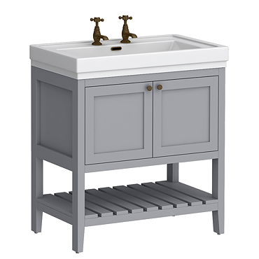 Trafalgar Freestanding Vanity Unit - 810mm Grey with Antique Brass Handles