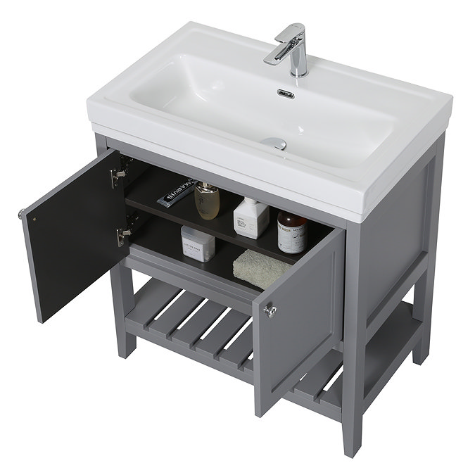 Trafalgar Freestanding Vanity Unit - 810mm Grey with Chrome Handles