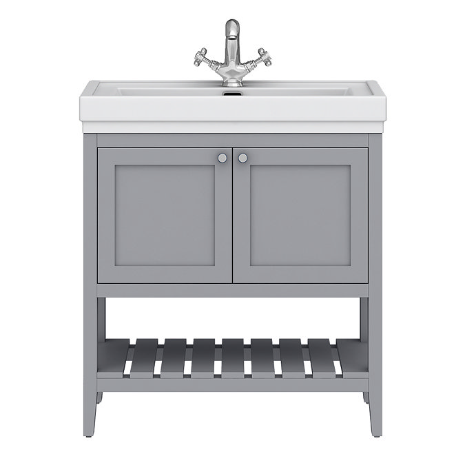 Trafalgar Freestanding Vanity Unit - 810mm Grey with Chrome Handles