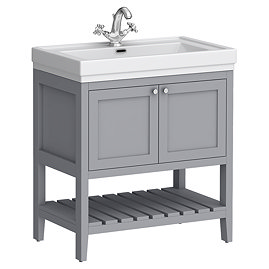 Trafalgar Freestanding Vanity Unit - 810mm Grey with Chrome Handles