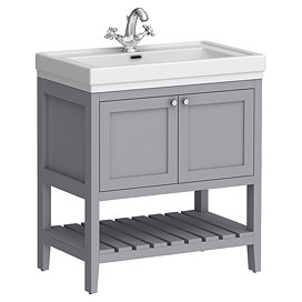 Trafalgar Freestanding Vanity Unit - 810mm Grey with Chrome Handles