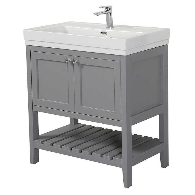 Trafalgar Freestanding Vanity Unit - 810mm Grey with Chrome Handles