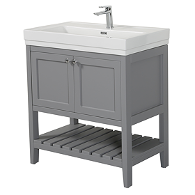 Trafalgar Freestanding Vanity Unit - 810mm Grey with Chrome Handles