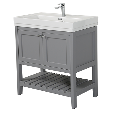 Trafalgar Freestanding Vanity Unit - 810mm Grey with Chrome Handles