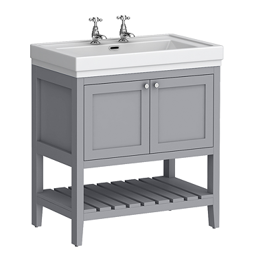 Trafalgar Freestanding Vanity Unit - 810mm Grey with Chrome Handles