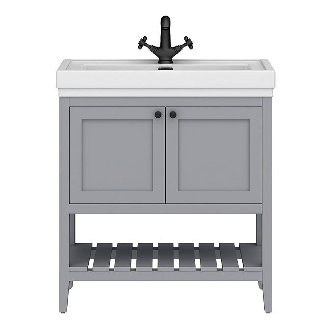 Trafalgar Freestanding Vanity Unit - 810mm Grey with Matt Black Handles