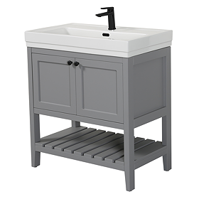 Trafalgar Freestanding Vanity Unit - 810mm Grey with Matt Black Handles