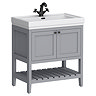 Trafalgar Freestanding Vanity Unit - 810mm Grey with Matt Black Handles